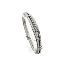 White gold herringbone link bracelet with diamonds; 0.36 ct.
