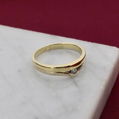 Image 2 of Bicolor Gold Solitaire Ring with Zirconia