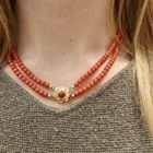 Image 10 of Antique blood coral bead necklace with gold decorative clasp | 43 cm