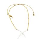 Image 8 of Two-tone gold bar necklace with a fixed pendant and diamond