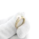 Image 10 of Two-tone gold ring with pearl and diamonds; 0.06 ct.