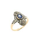 Image 1 of 8-karat Art Deco ring with sapphire and diamonds | Approx. 0.34 ct.