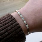 Image 8 of Gold cobra link bracelet with opal and diamond; 0.24 ct. | 17 cm