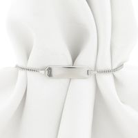White gold gourmet link children's bracelet with engraving plate