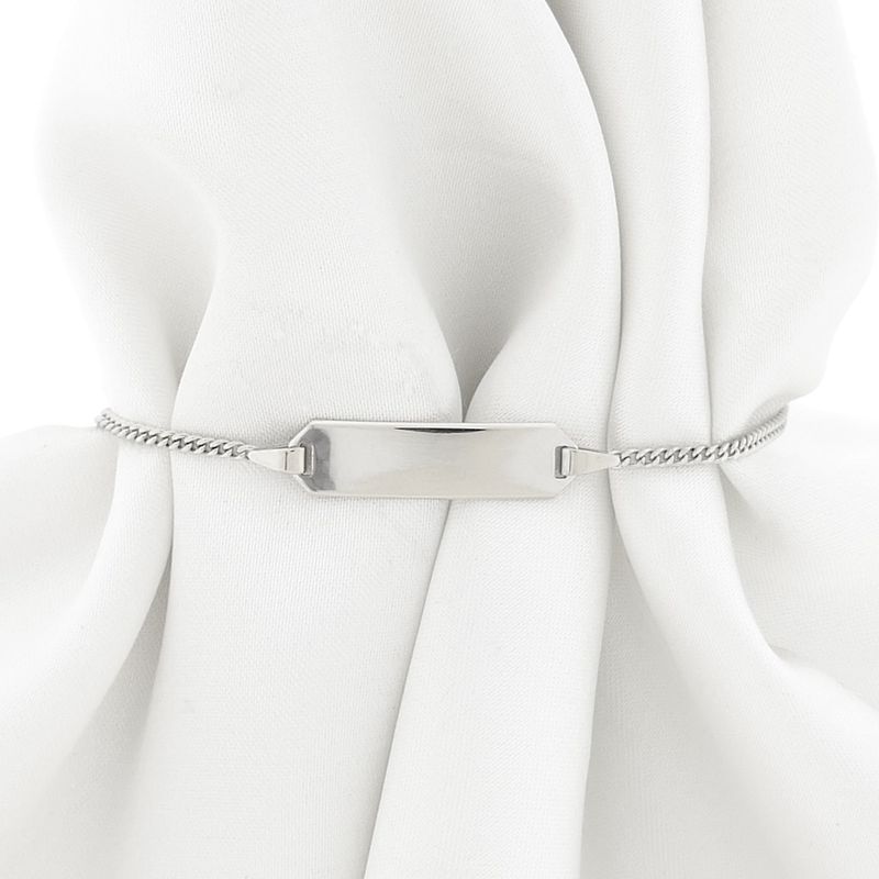 Image 1 of White gold gourmet link children's bracelet with engraving plate
