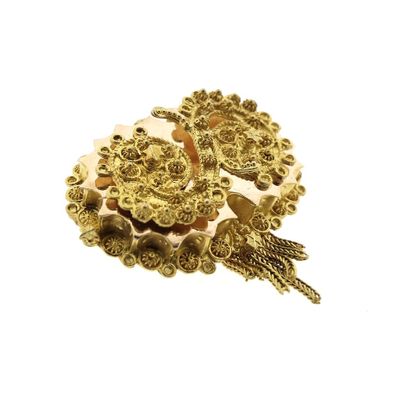 Image 2 of Antique gold old Dutch brooch of a hat bell