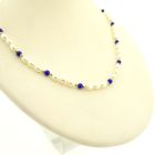 Image 3 of Pearl necklace with lapis lazuli and gold clasp | 42 cm