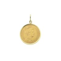 Gold five-guilder coin pendant; Queen Wilhelmina 1912