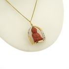 Image 10 of 18-karat two-tone gold Buddhist pendant with blood coral and diamond | approx. 0.08 ct.