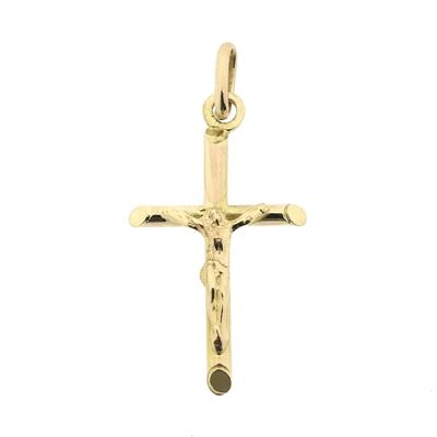 Image 1 of Gold pendant of a cross with pattern.