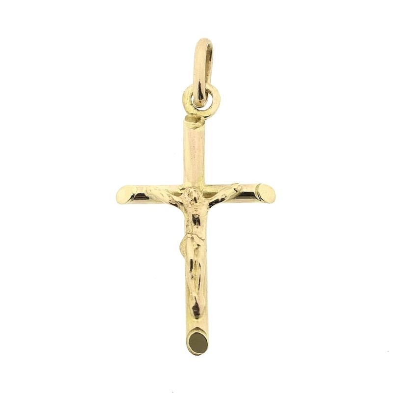 Image 1 of Gold pendant of a cross with pattern.