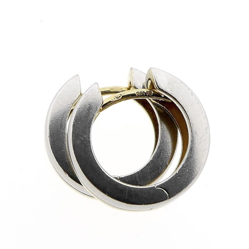 Image 5 of Two-tone gold earrings; Ø 14.5 mm