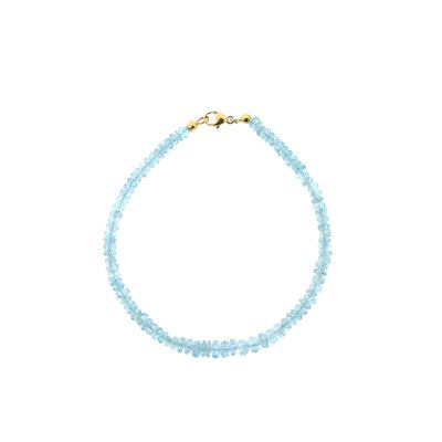 Image 2 of Gold beaded bracelet with aquamarine