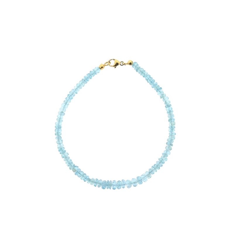 Image 2 of Gold beaded bracelet with aquamarine