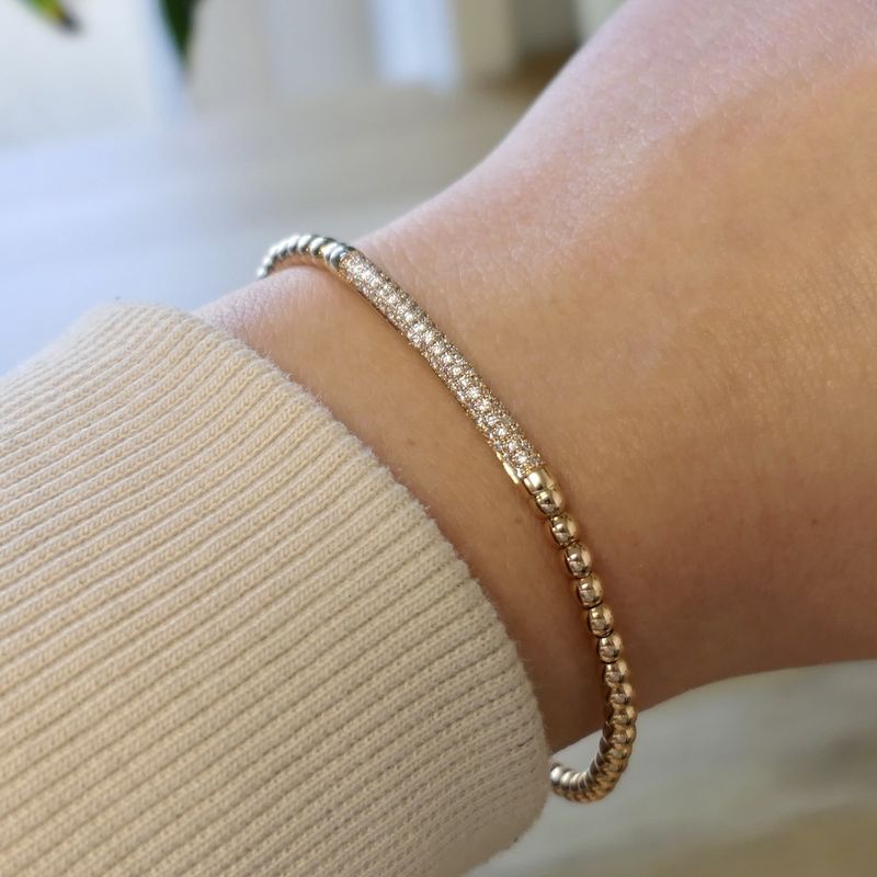 Image 8 of 18 ct. Rose gold stretch bracelet with diamond; approx. 0.40 ct. | Al Coro