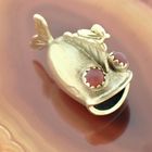 Image 2 of Gold pendant of a pufferfish with carnelian eyes
