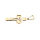 Image 8 of Bicolor Gold Cross Pendant with Engraved Corpus