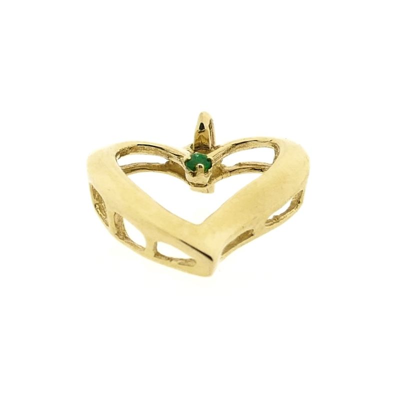 Image 3 of Gold heart pendant with emerald