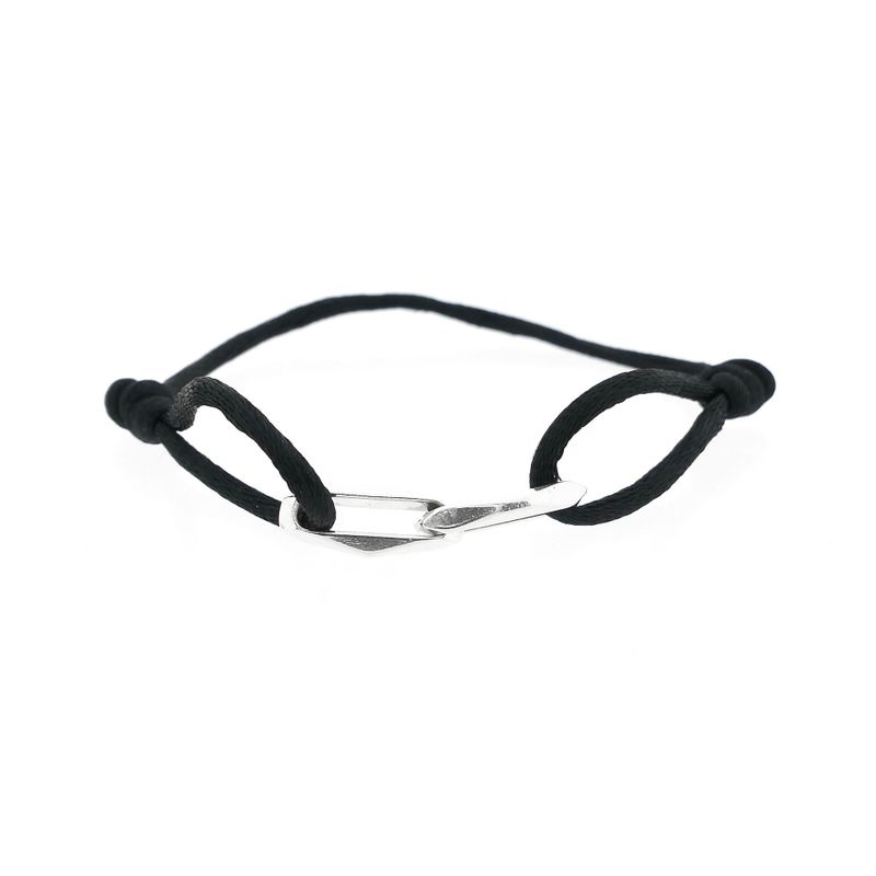 Image 1 of Forever Knots® Black Satin Bracelet with Silver Link