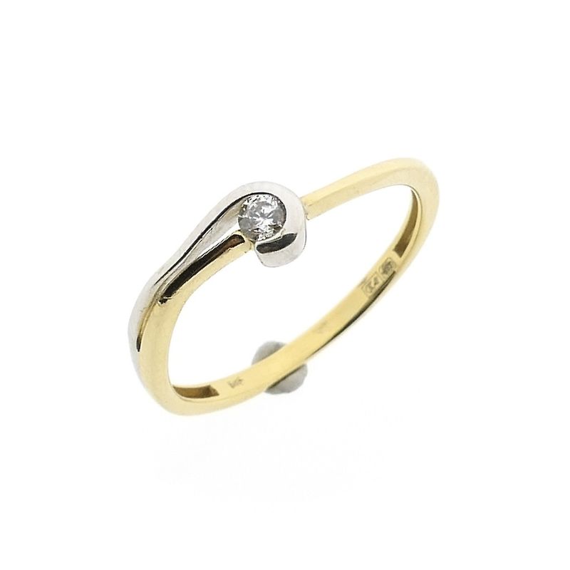 Image 1 of Two-tone gold solitaire ring with zirconia