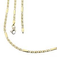 Gold closed figaro link necklace | 47 cm