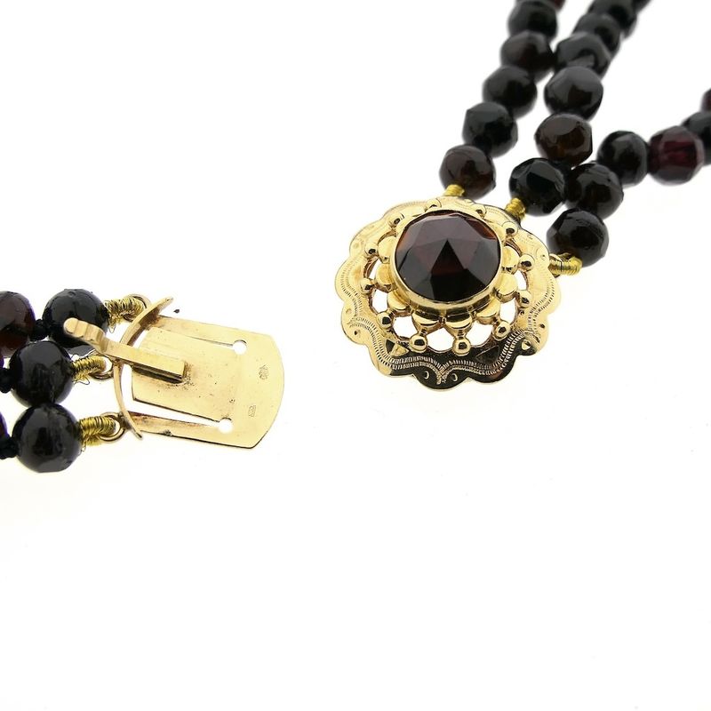 Image 6 of Antique glass bead necklace with gold clasp