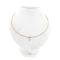 Bicolor Gold Omega Link Necklace with Pendant; Dancangelo