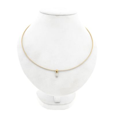 Bicolor Gold Omega Link Necklace with Pendant; Dancangelo Image 1 of Bicolor Gold Omega Link Necklace with Pendant; Dancangelo