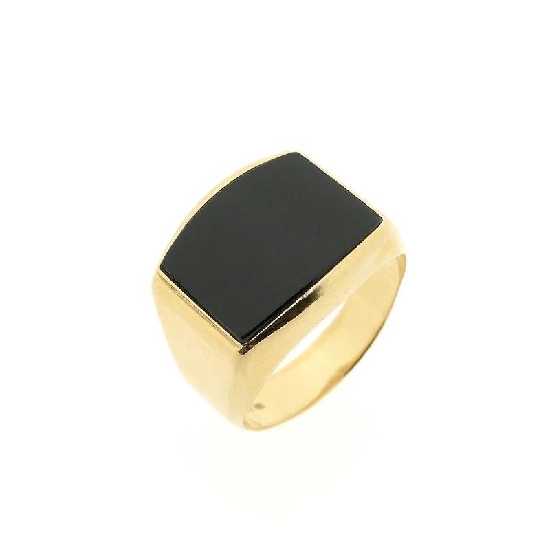 Image 1 of Gold signet ring with onyx