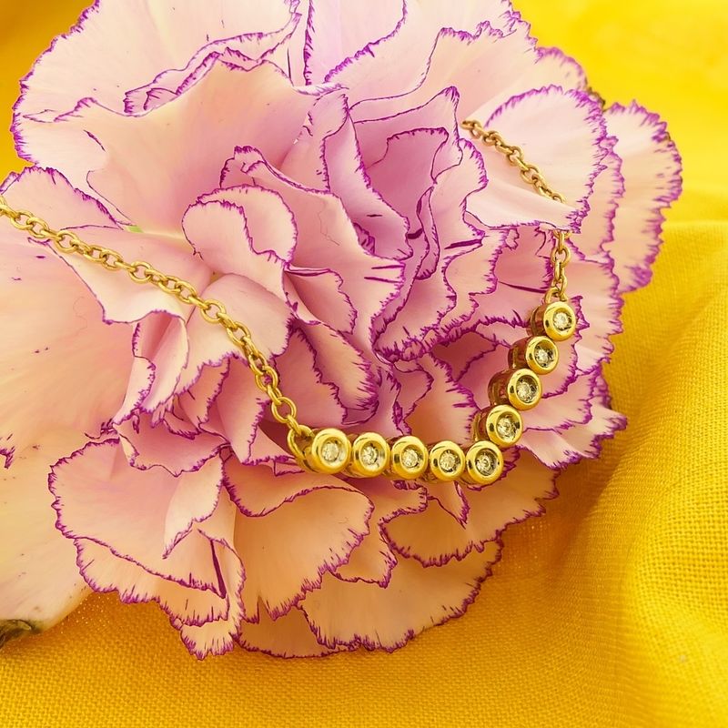 Image 6 of Gold necklace with fixed pendant and diamonds; 0.135 ct.