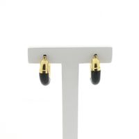 Gold hoop earrings with black enamel | Ø 20.5 mm