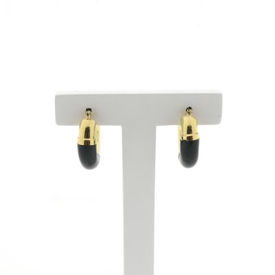 Gold hoop earrings with black enamel | Ø 20.5 mm Image 1 of Gold hoop earrings with black enamel | Ø 20.5 mm