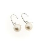 Image 6 of White gold stud earrings with pearl and diamond | 0.03 ct.