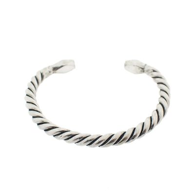 Image 1 of Silver solid twisted clamp bracelet | Ø 55 mm