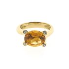 Image 2 of Gold solitaire ring with citrine and diamond; 0.08 ct.