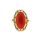 Image 3 of Vintage Gold Ring with Blood Coral; 14 Karat; Size 19