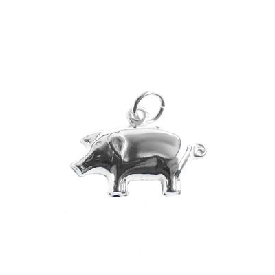 Image 1 of Silver charm; Pig
