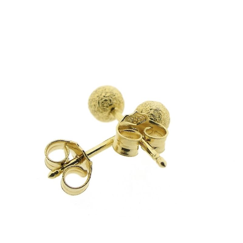 Image 4 of Gold stud earrings with diamond-cut button