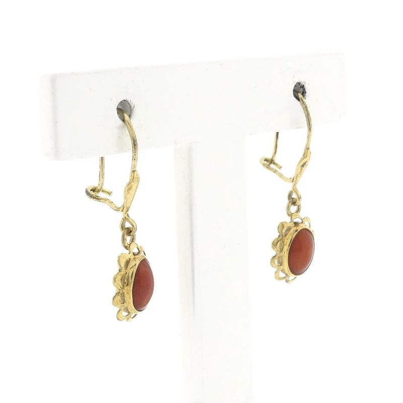 Image 4 of Gold earrings with red coral