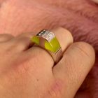 Image 10 of White gold ring with chrysoprase and diamonds; 0.27 ct.
