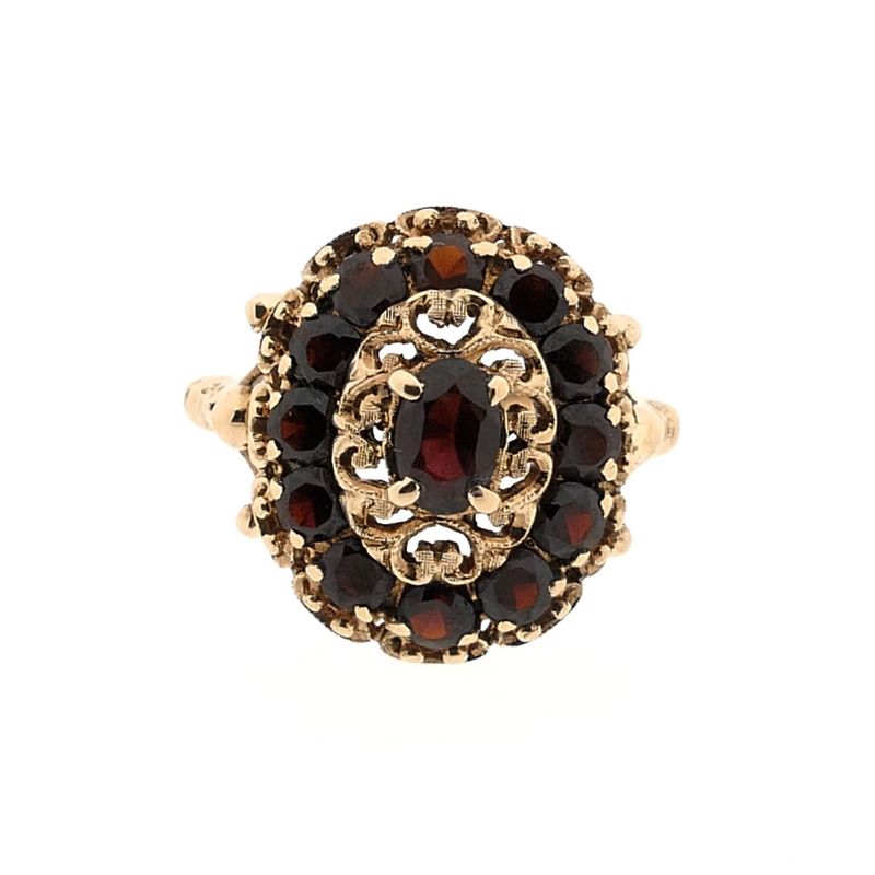 Image 8 of Gold entourage ring with garnet