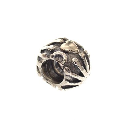 Image 1 of Pandora charm; Silver with gold; Caged Heart