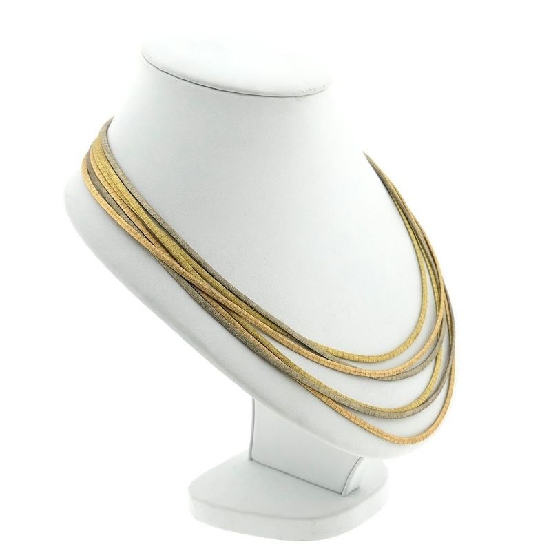 Image 3 of Tricolor gold omega link necklace