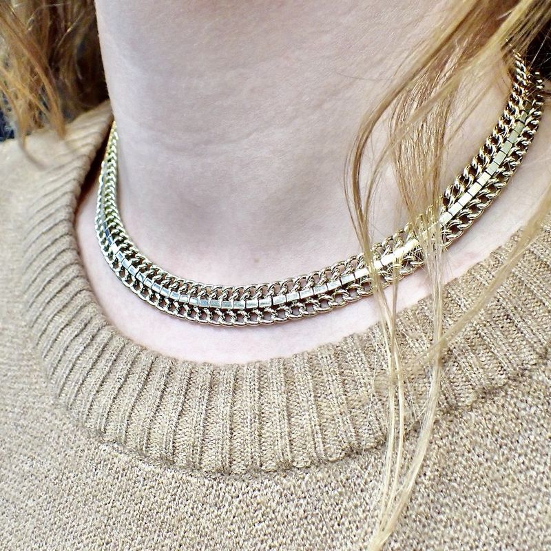 Image 3 of Golden French gourmet link necklace | 41 cm