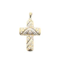 Two-tone gold cross with zirconia