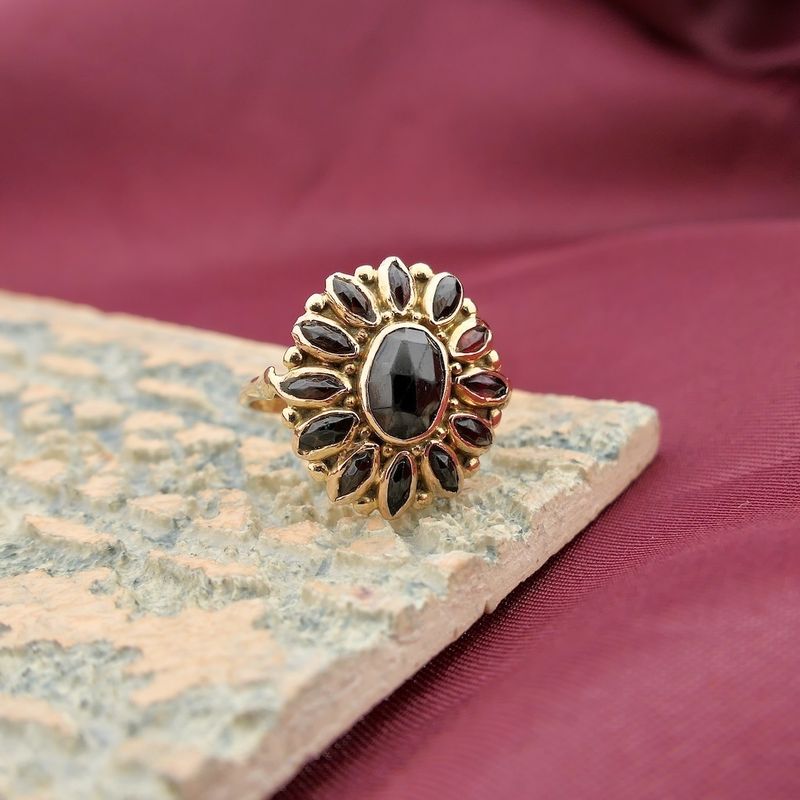 Image 7 of Vintage gold entourage ring with garnet