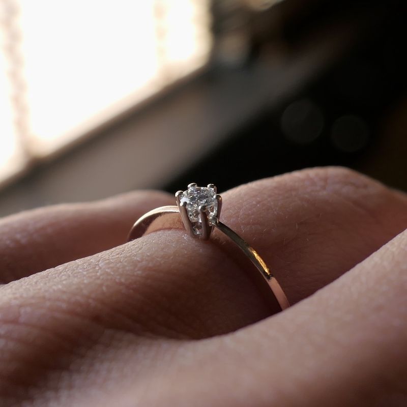 Image 7 of Gold solitaire ring with diamond | 0.12 ct.