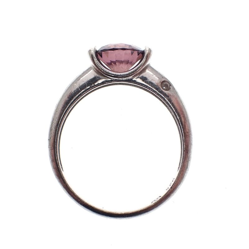 Image 3 of Silver solitaire ring with dark pink zirconia