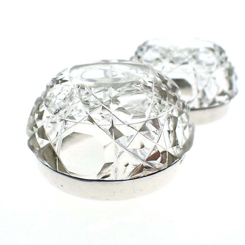 Image 7 of Crystal salt and pepper shaker set with silver rim | Vintage