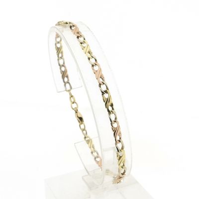 Image 1 of Tricolor gold infinity link bracelet | 20 cm